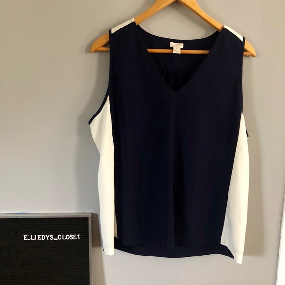 J. Crew Factory Tops - J.Crew Factory Navy and White Color Block Tank